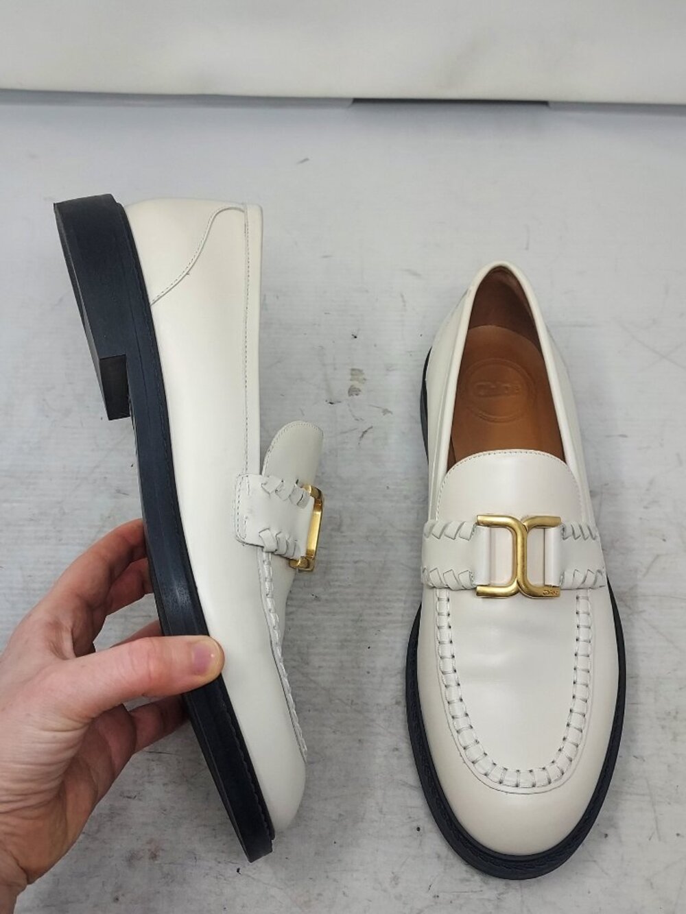 Chloe White WOMENS Marcie Hardware Loafer